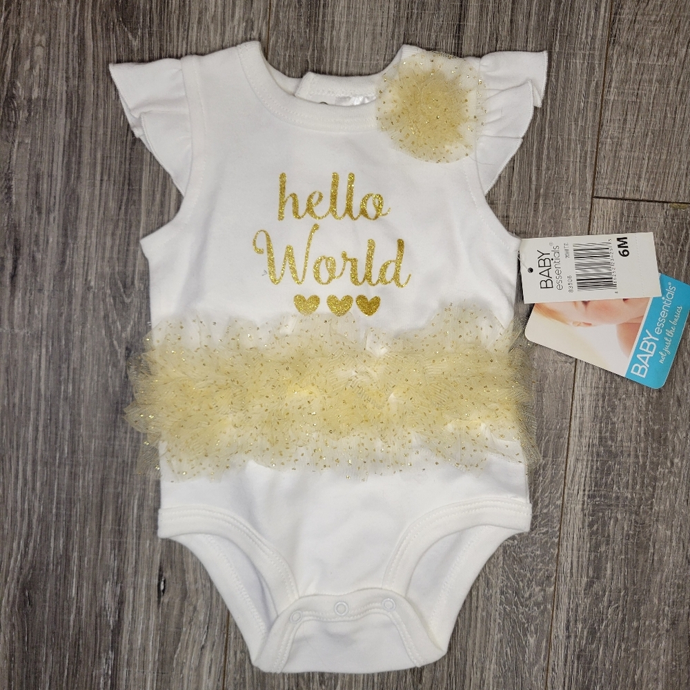 Baby Girls Tutu Gold Glitter Onsie